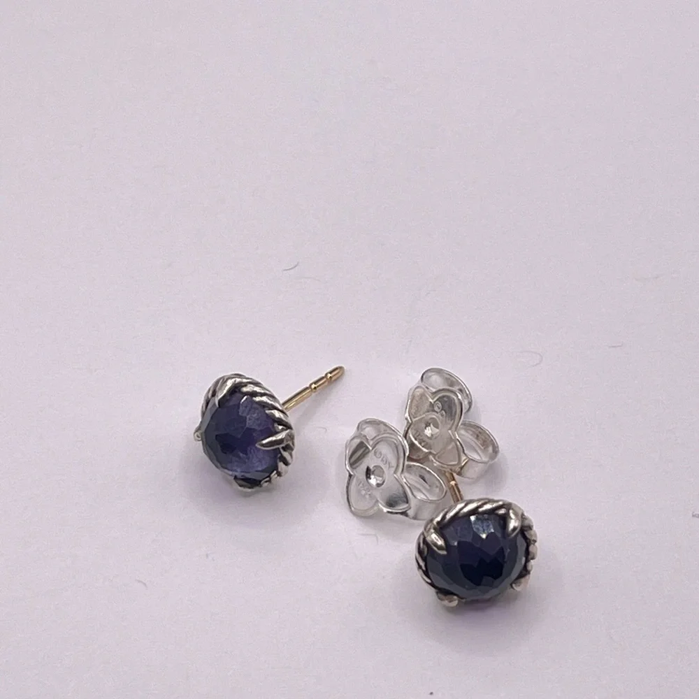 David Yurman Chatelaine Earrings with Black Orchid - Picture 11 of 12